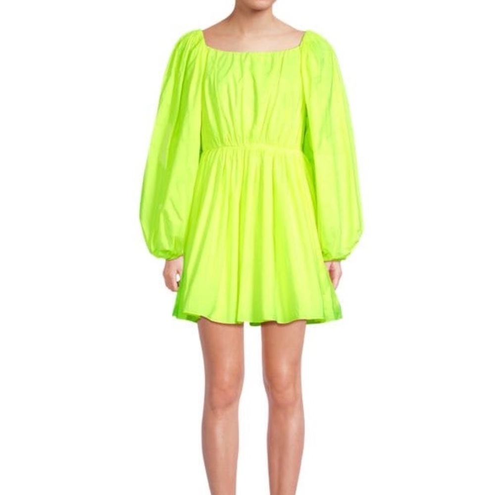 Valentino Garavani Neon Green Long Sleeve Dress